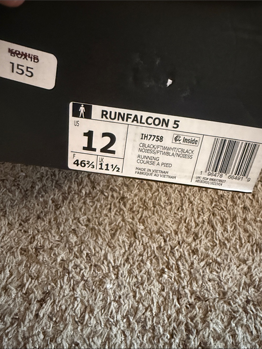 Size 12 adidas Black and White Running Sneakers with Cloudfoam - Picture 2 of 4